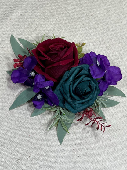 Teal Cake Decoration Burgundy Cake Topper Dark Teal Purple Decor Cake Arrangements Teal Wedding Cake Decoration Burgundy Flower Topper