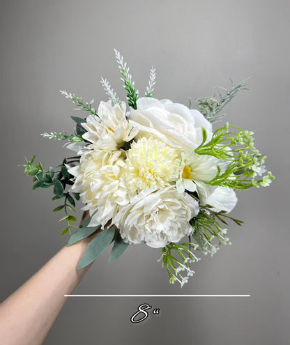 Wedding White Bouquet Wild Flower Bridal White Bouquet Ivory Bridesmaids Bouquet Spring Summer Anemone Artificial Flower Poppy Dandelion