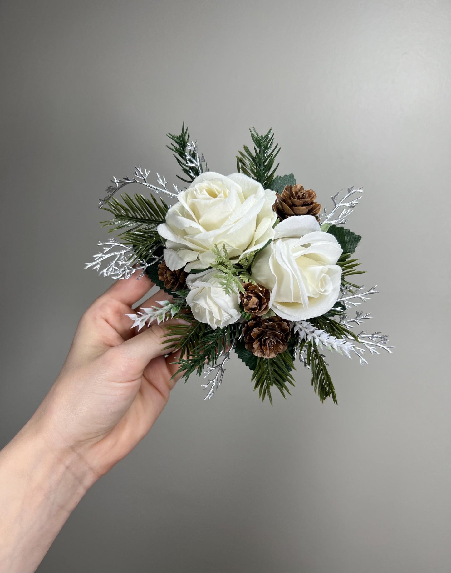 Christmas Cake Decor Wedding White Rose Cake Flower Topper Pine Cone Winter Cake Decoration Silver Christmas Pine Arrificial Flowers Reddit