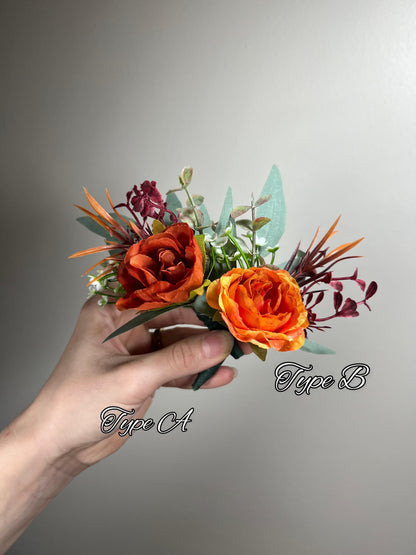 Orange Corsage White Wedding Terracotta Corsage Burnt Orange Mom Corsage Ivory Rust Boutonniere Pocket Fall Terracotta Artificial Flower