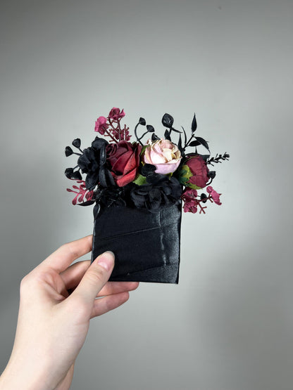 Wedding Bouquet Black Burgundy Gothic Bridal Dusty Rose Halloween Bouquet Black Bridesmaids Bouquet Black Burgundy Artificial Flower