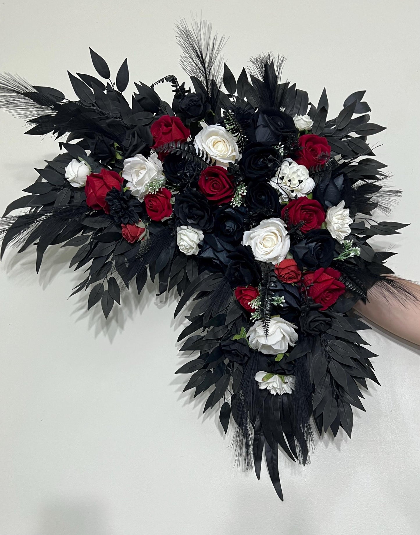 Black Arch Arrangement Wedding Red Arch Aisle Arrangement Corner White Arbor Arrangement Corner Gothic Black White Artificial Flowers