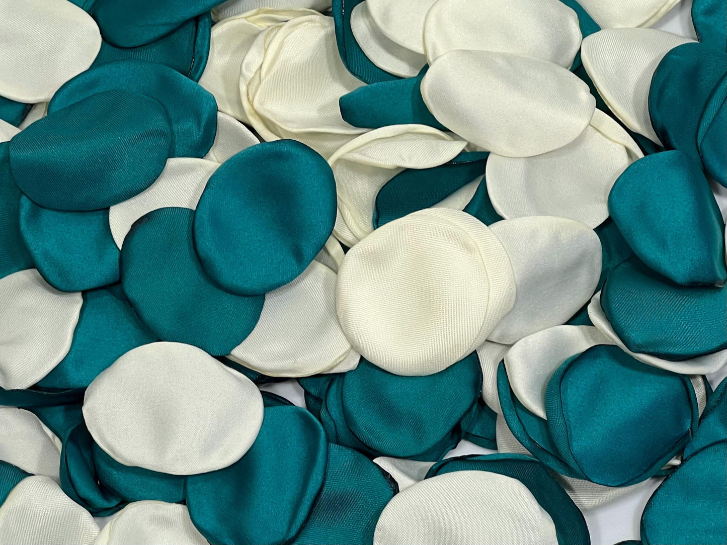 Teal Ivory Petals Wedding Decor Flower Girl Petals Dark Teal Ivory Wedding Aisle Decor Flower Petals Teal Ceremony White Confetti