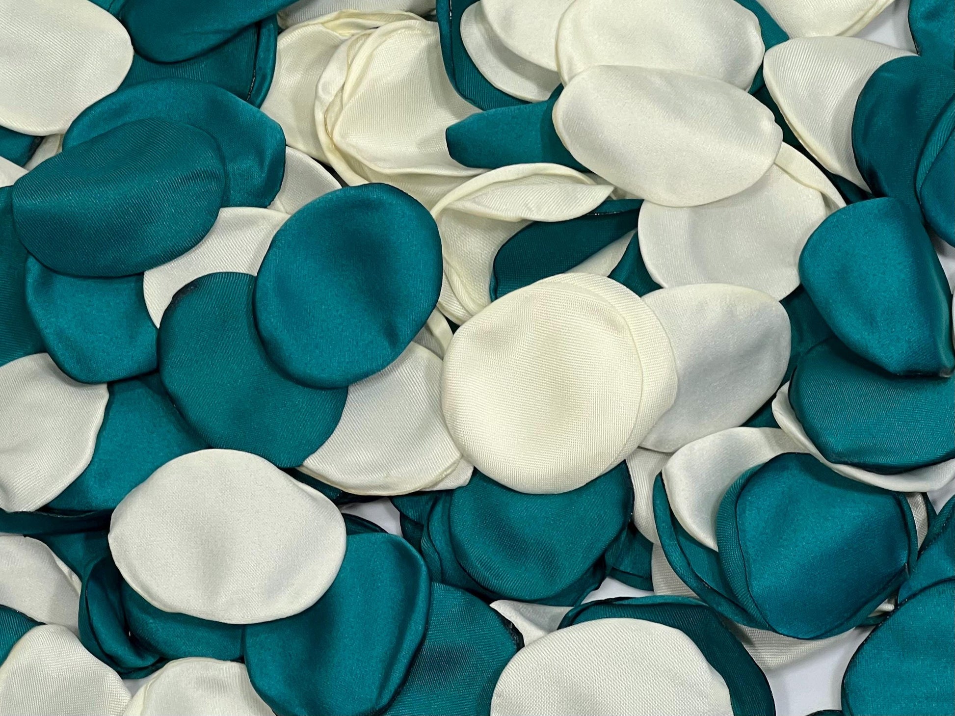 Teal Ivory Petals Wedding Decor Flower Girl Petals Dark Teal Ivory Wedding Aisle Decor Flower Petals Teal Ceremony White Confetti