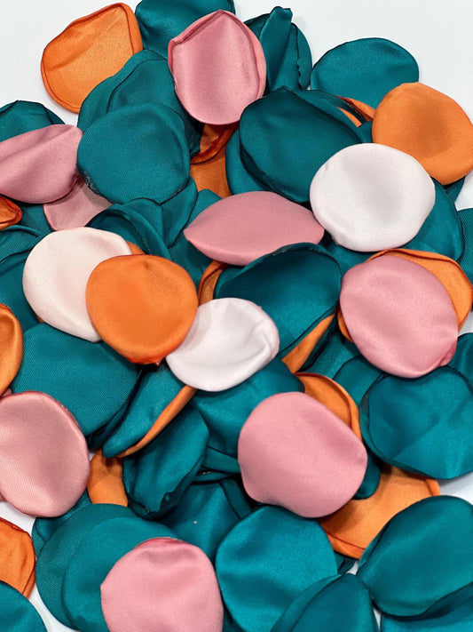 Teal Orange Petals Wedding Decor Flower Girl Petals Dark Teal Terracotta Aisle Decor Dusty Rose Flower Petals Teal Pink Confetti