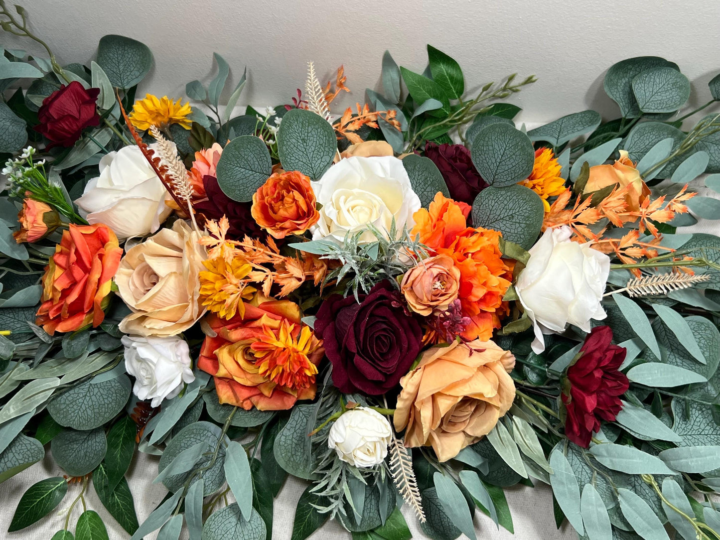 Orange Arch Arrangement Wedding White Terracotta White Arbor Arrangement Fall Burnt Orange Burgundy Arch Arrangement Artificial Flower