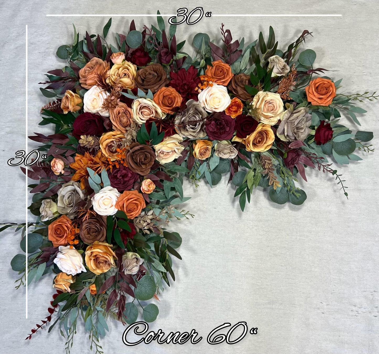 Terracotta Burgundy Arch Arrangements Wedding Rustic Arbor Arrangement Hexagon Flowers Ceremony Artificial Fall Rust Burnt Orange Backdrop