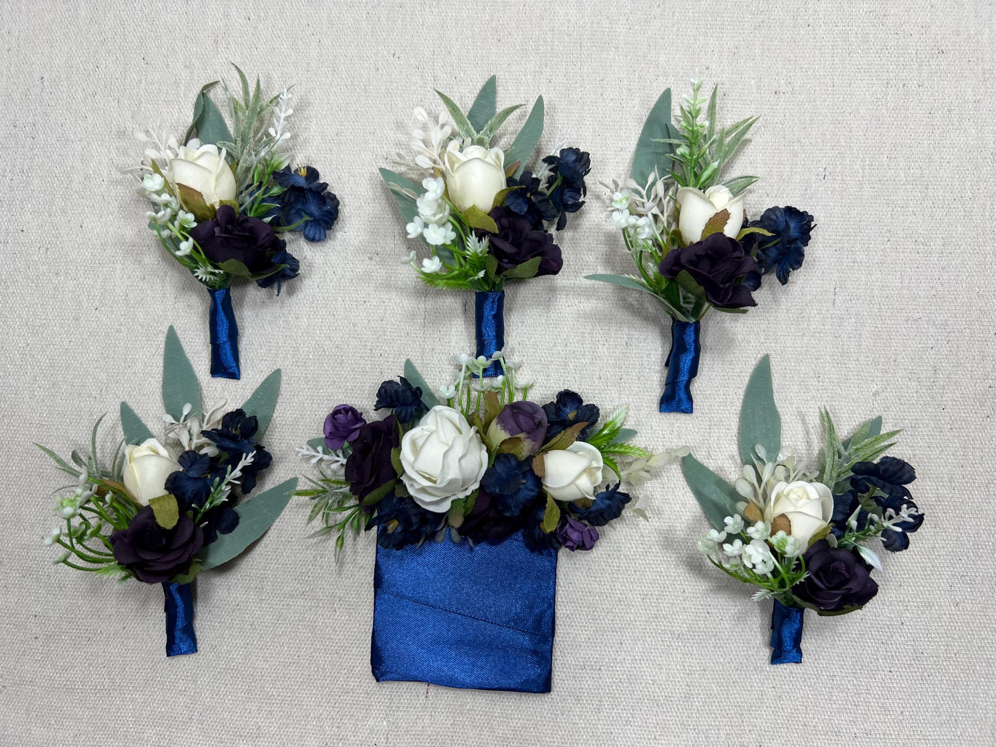 Blue Boutonniere Wedding Groom Navy Blue White Boutonnières Pocket Groom Purple Boutonnière Pocket Plum Artificial Flowers