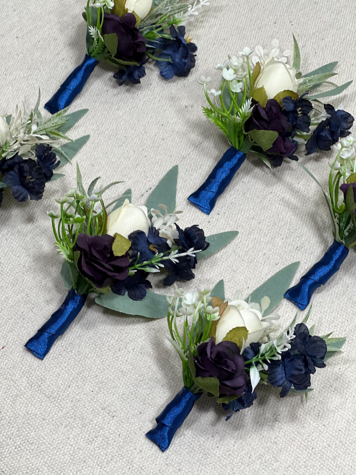 Blue Boutonniere Wedding Groom Navy Blue White Boutonnières Groomsmen Purple Boutonnière Plum Groom Artificial Flowers