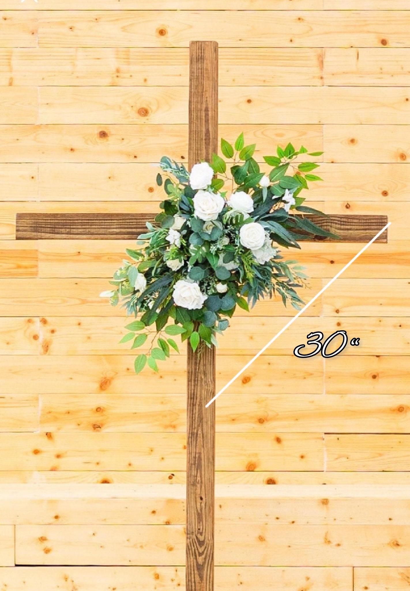 Wedding Arrangement White Arbor Arrangement Ivory Cross Decor White Flowers Arch Arrangement White Sage Eucalyptus Artificial Flowers Faux