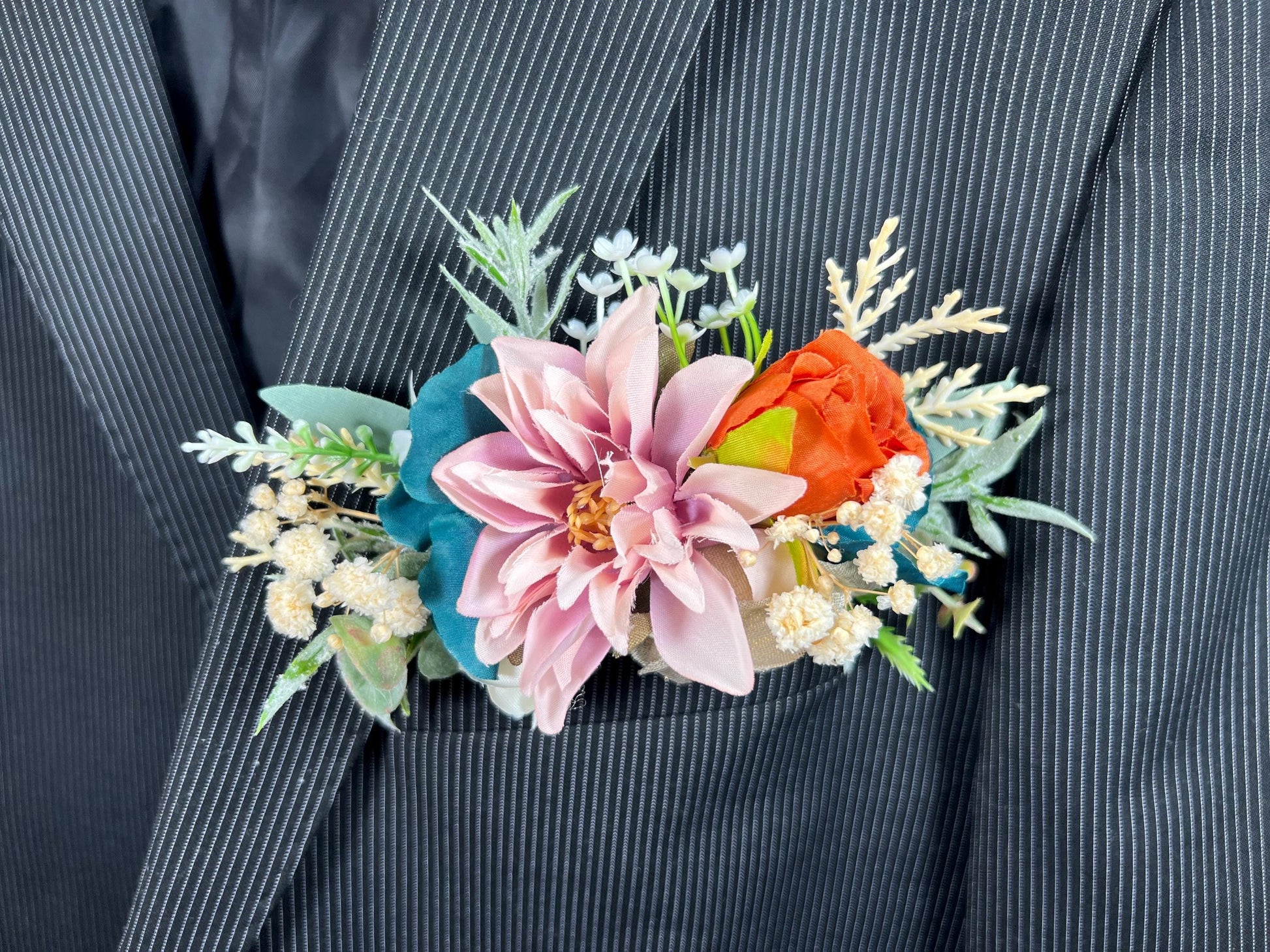 Teal Rust Corsage Wedding Dusty Rose Terracotta Corsage White Gold Dark Teal Boutonniere Rust Teal Artifical Flower Reddit