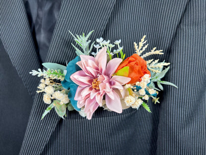 Teal Rust Corsage Wedding Dusty Rose Terracotta Corsage White Gold Dark Teal Boutonniere Rust Teal Artifical Flower Reddit
