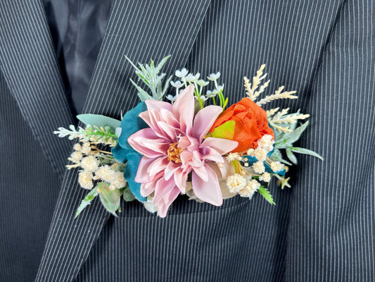 Teal Rust Corsage Wedding Dusty Rose Terracotta Corsage White Gold Dark Teal Boutonniere Rust Teal Artifical Flower Reddit
