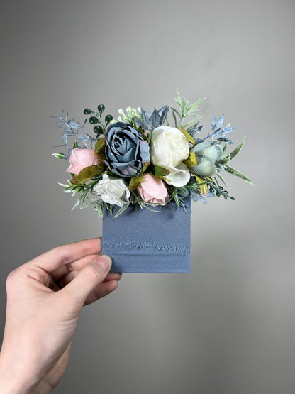 Dusty Blue Pocket Boutonnière Wedding Blue Dusty Rose Pocket Boutonniere Groom Pink Groomsmen Square Boutonniere White Dusty Blue Pink