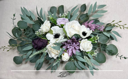 Purple Arch Arrangement Wedding White Arch Aisle Arrangement Dark Purple Anemone Arbor Arrangement Plum Lavender Arch Arrangements Ivory