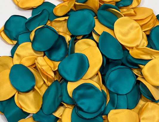Teal Petals Wedding Decor Flower Girl Petals Dark Teal Gold Wedding Aisle Decor Flower Petals Teal Ceremony Gold Confetti