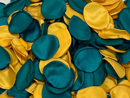 Teal Petals Wedding Decor Flower Girl Petals Dark Teal Gold Wedding Aisle Decor Flower Petals Teal Ceremony Gold Confetti