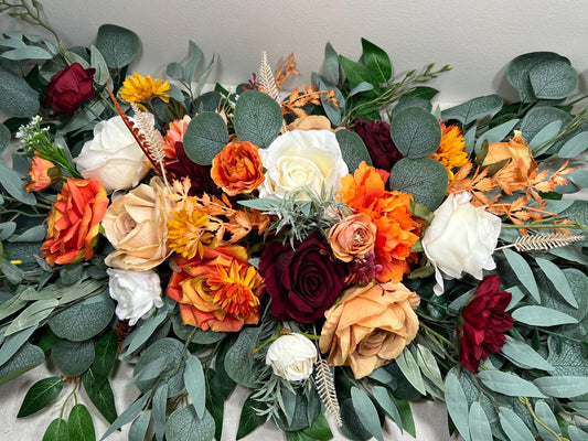 Orange Arch Arrangement Wedding White Terracotta White Arbor Arrangement Fall Burnt Orange Burgundy Arch Arrangement Artificial Flower