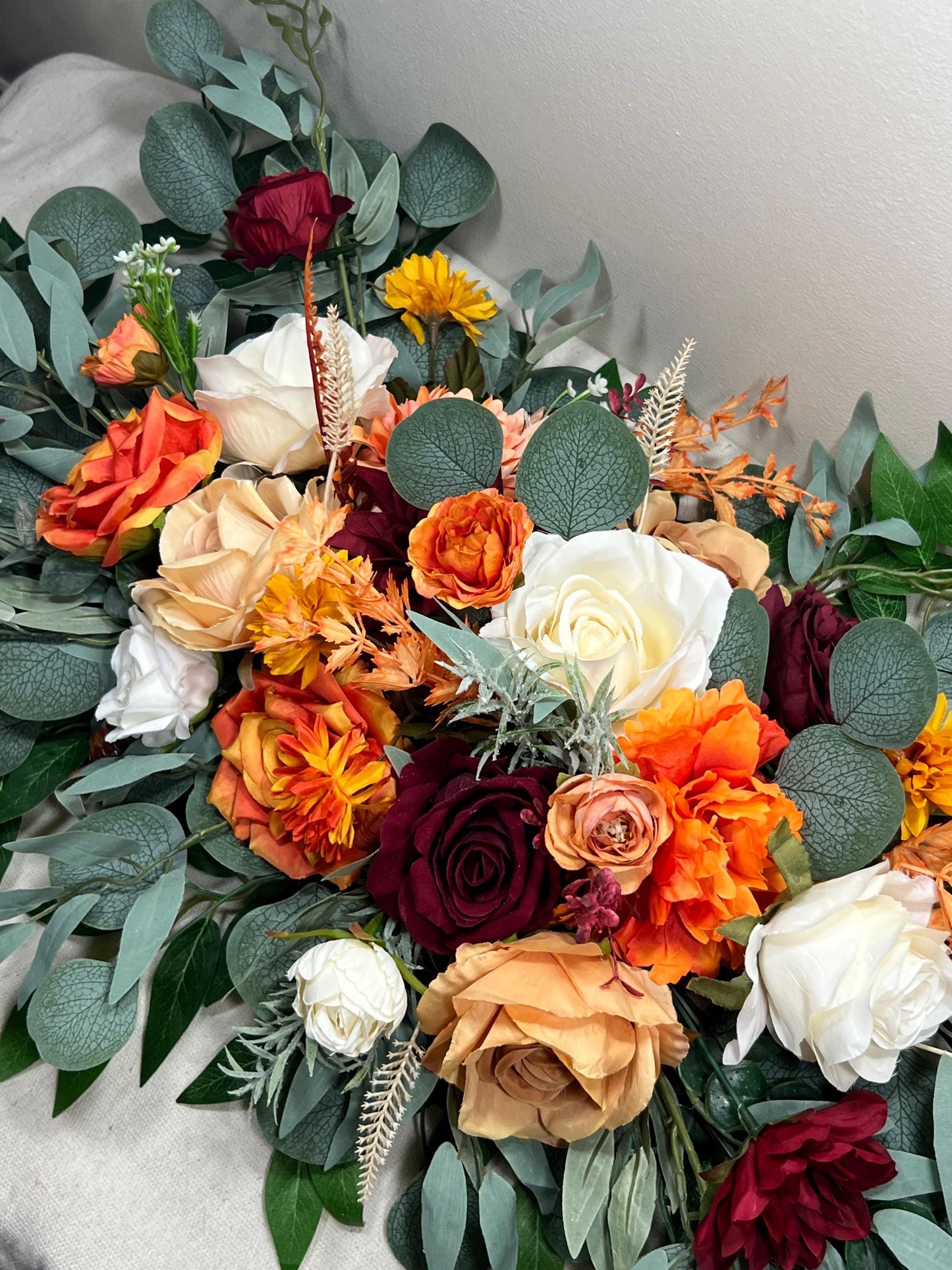 Orange Arch Arrangement Wedding White Terracotta White Arbor Arrangement Fall Burnt Orange Burgundy Arch Arrangement Artificial Flower