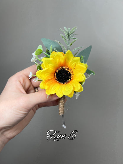 Wedding Sunflower Boutonniere Groom Boutonnières Groomsmen Sunflower Boutonnière Groom Fall Sunflower Yellow Artificial Flowers