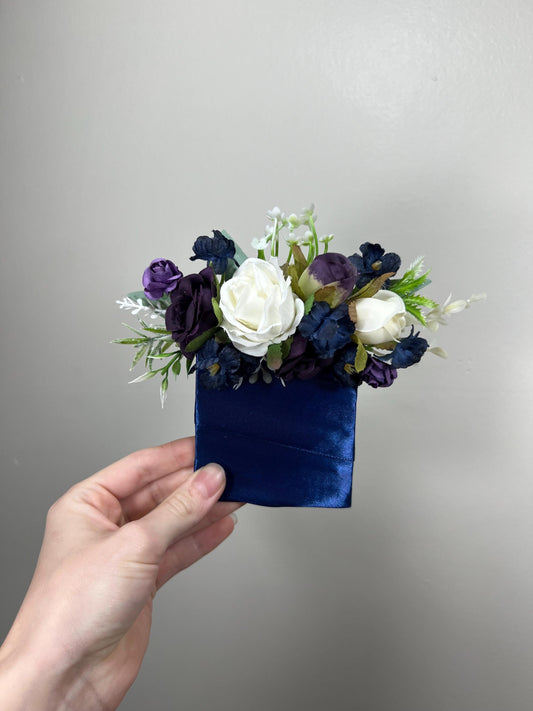 Blue Boutonniere Wedding Groom Navy Blue White Boutonnières Pocket Groom Purple Boutonnière Pocket Plum Artificial Flowers