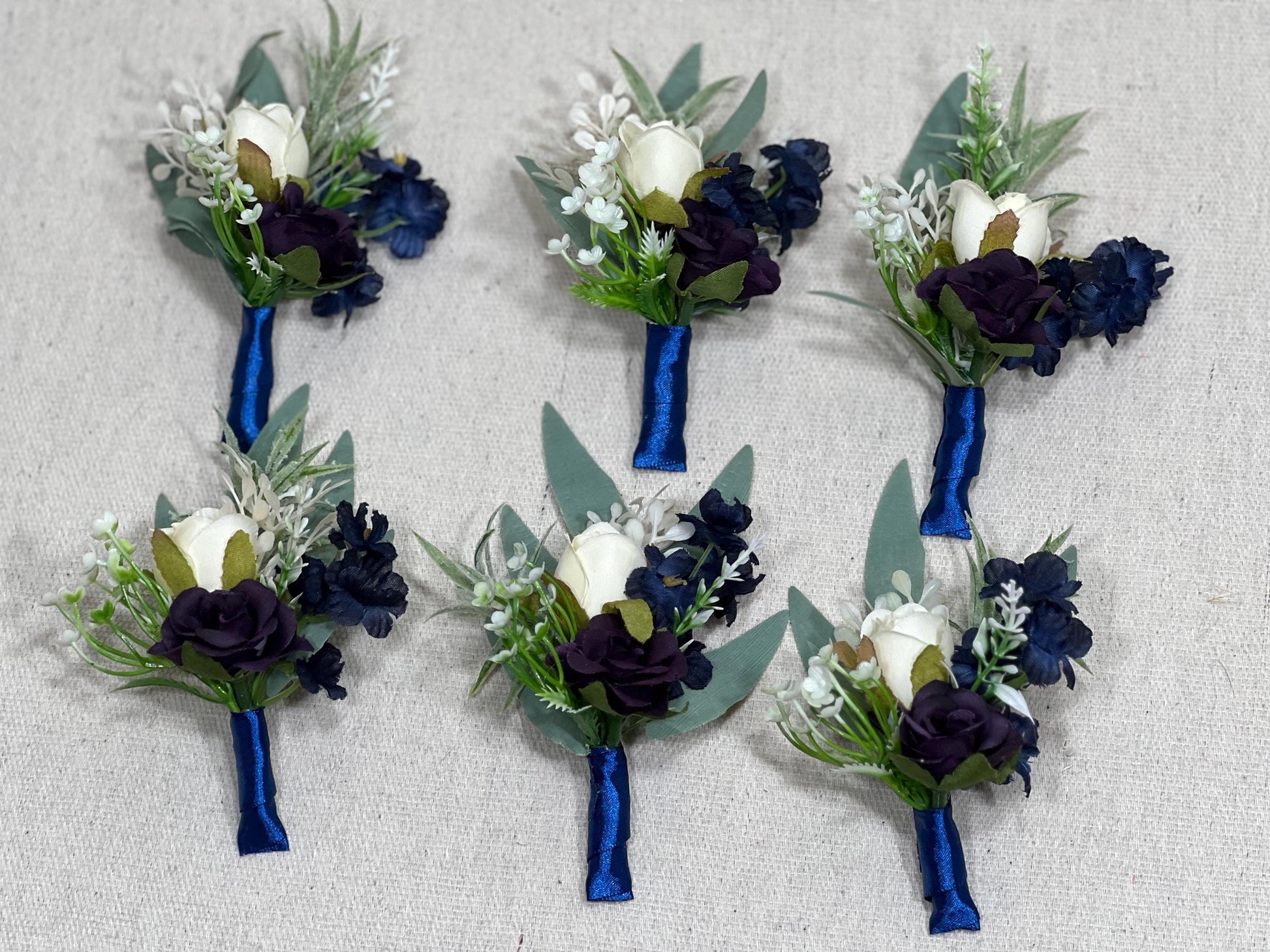 Blue Pocket Square Boutonniere Wedding Groom Navy Blue Royal White Boutonnières Pocket Purple Boutonnière Plum Artificial Flowers