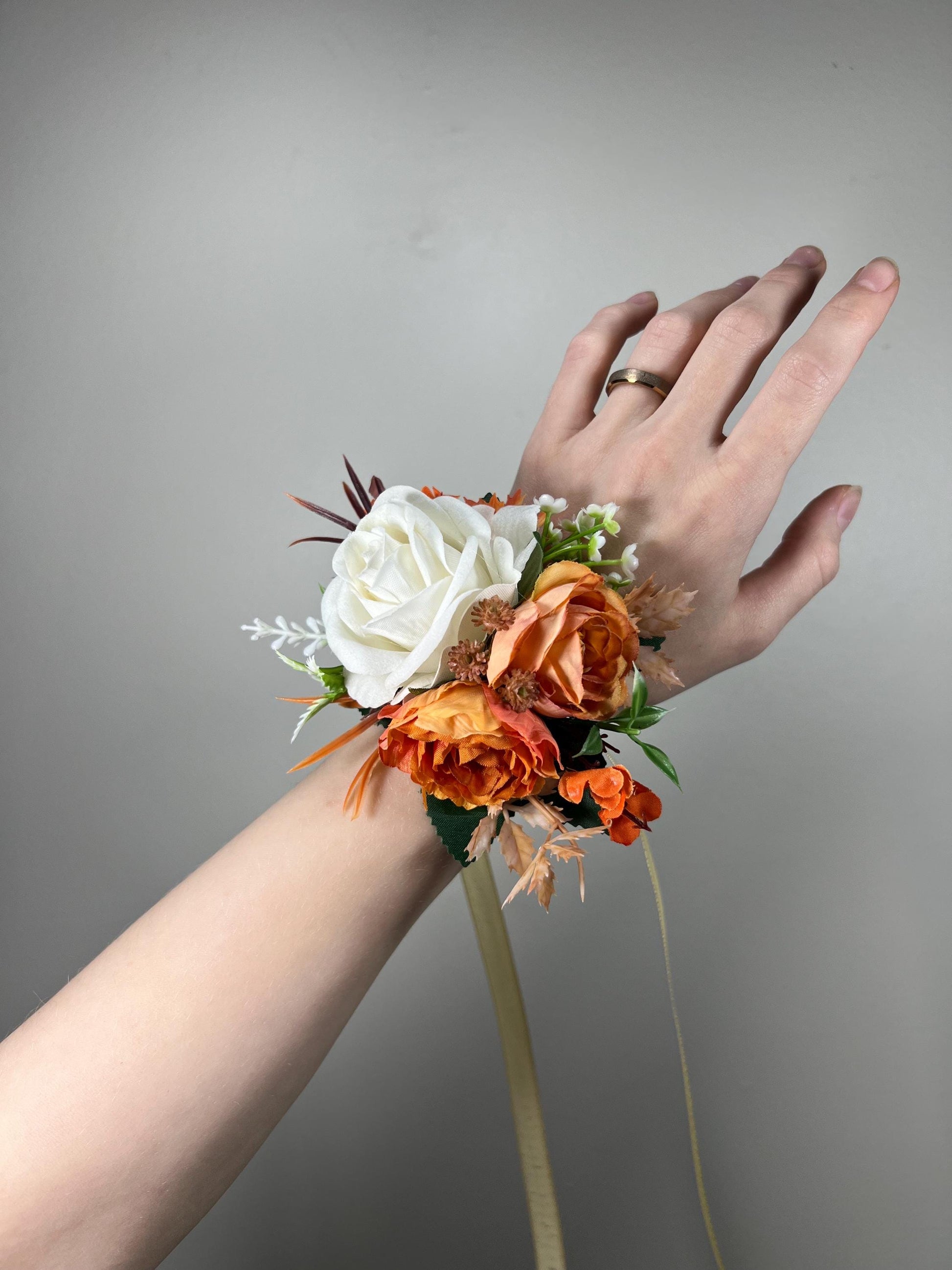 Orange Pocket Boutonniere Terracotta Groom Boutonnière Square Groomsmen Rust White Burnt Orange Ivory Boutonniere Fall Artificial Flowers
