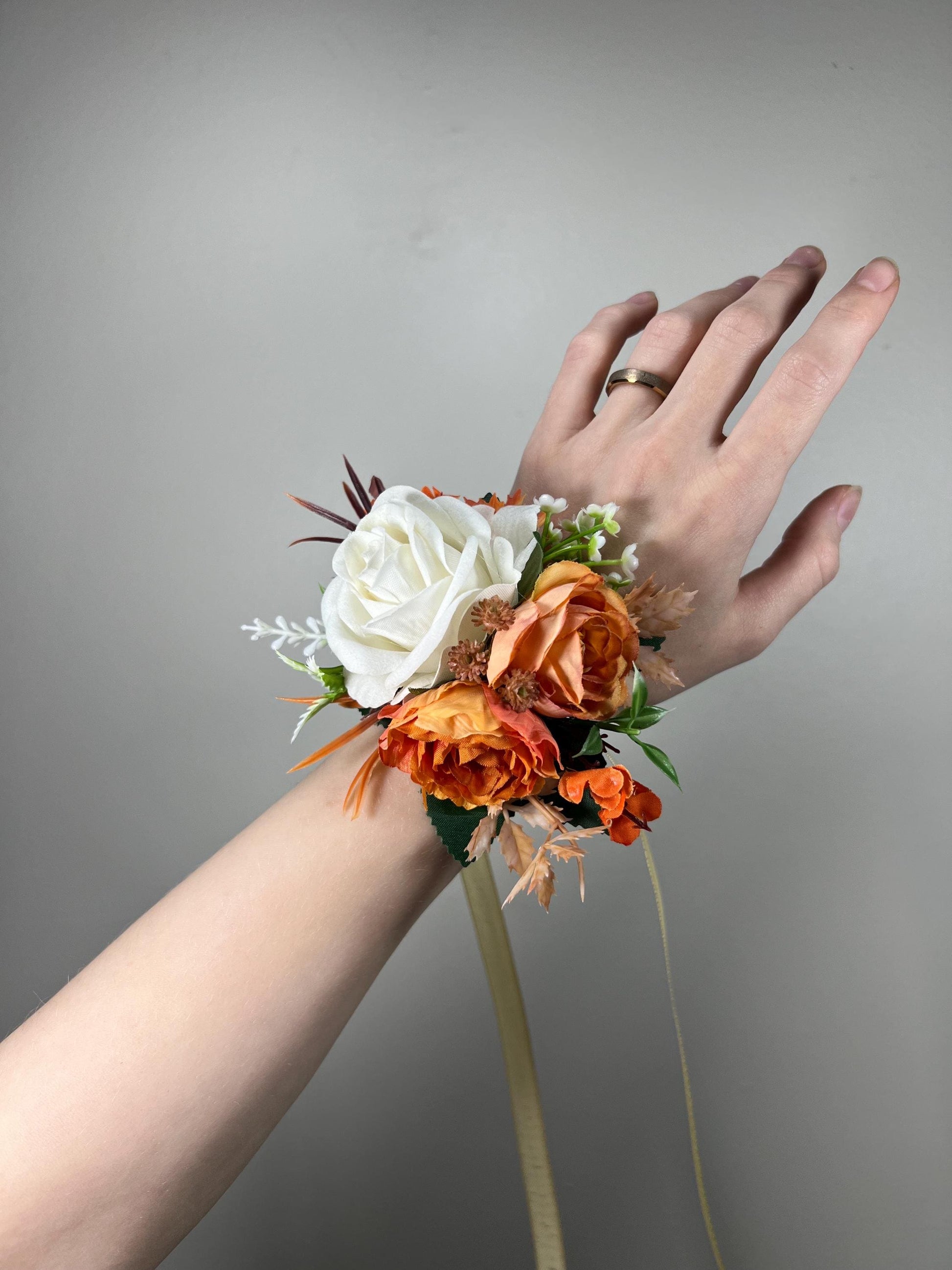 Orange Pocket Boutonniere Terracotta Groom Boutonnière Square Groomsmen Rust White Burnt Orange Ivory Boutonniere Fall Artificial Flowers