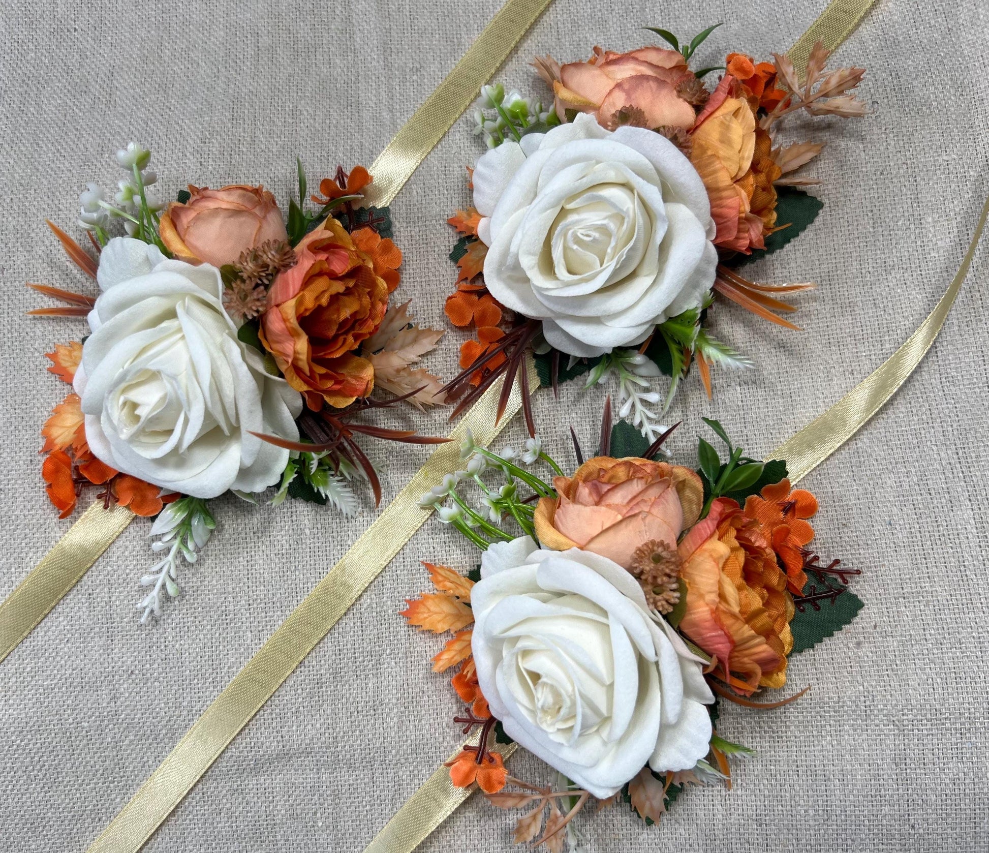 Orange Pocket Boutonniere Terracotta Groom Boutonnière Square Groomsmen Rust White Burnt Orange Ivory Boutonniere Fall Artificial Flowers