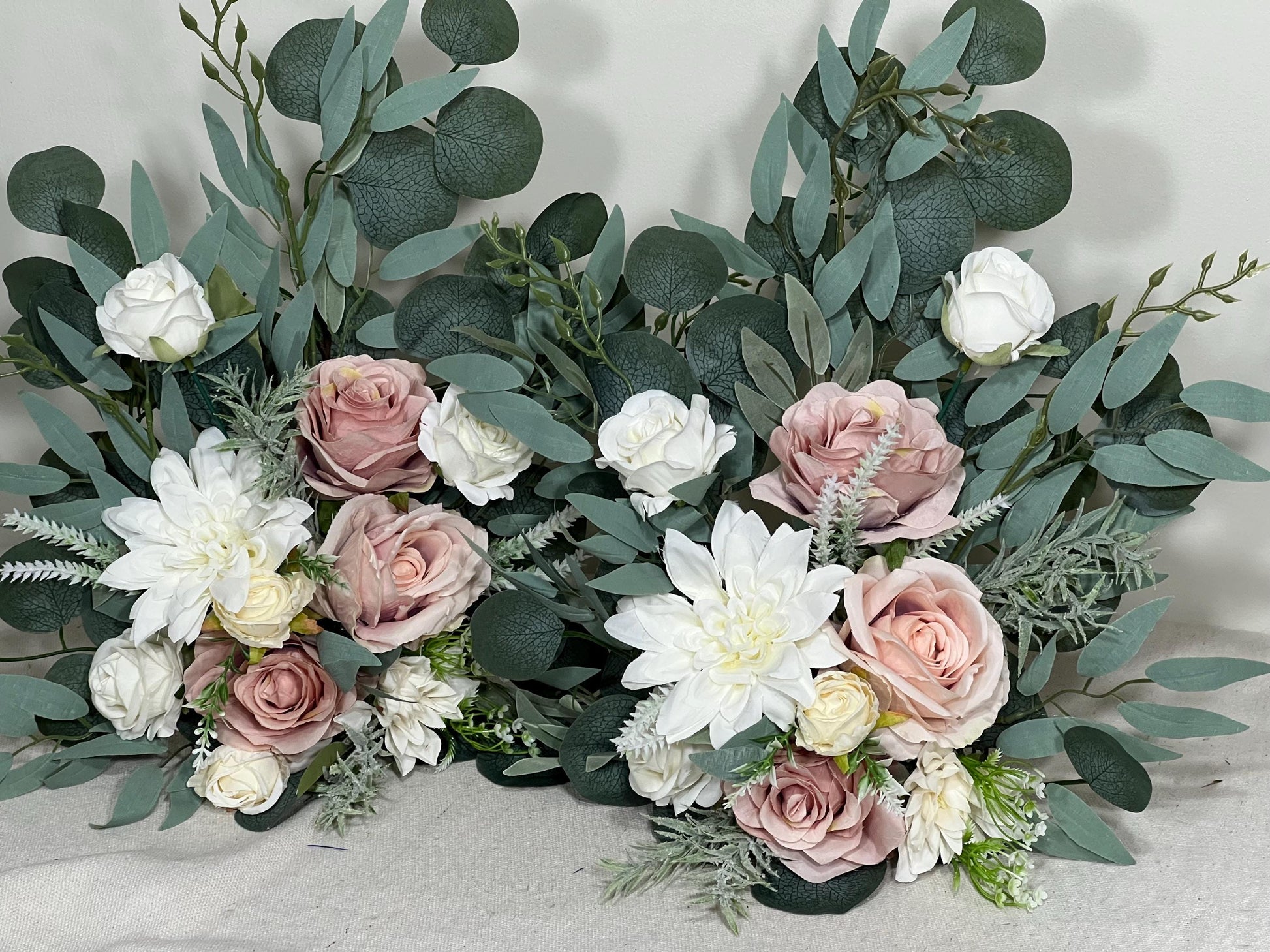 Set of 2 Wedding Aisle Marker Flower Floor Arrangement Barrel Décor Pink White Dusty Rose Ground Arch Wedding