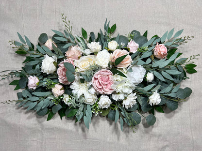 White Pink Arch Arrangement Cross Ivory Arch Aisle Arrangement Blush Decor White Sage Artificial Flowers Eucalyptus Arbor Arrangement Reddit