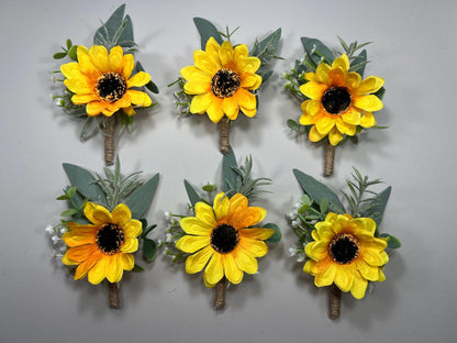 Sunflower Boutonniere Wedding Groom Boutonniere Groomsmen Sunflower Boutonnière Groom Fall Sunflower Greenery Artificial Flowers