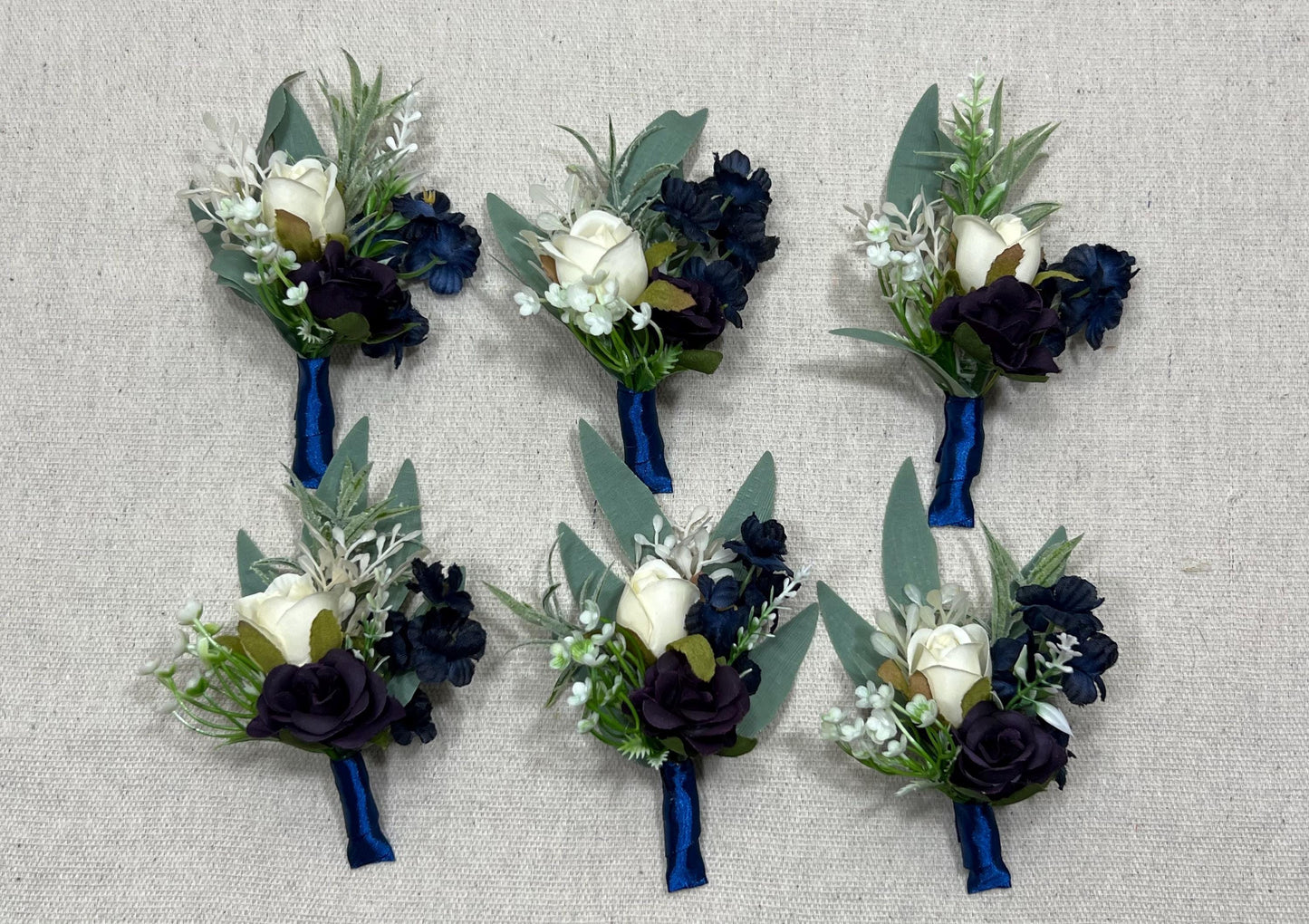 Navy Blue Bouquet Wedding Bridal Bouquet Navy Blue White Bouquet Plum Bridesmaids Blue Bouquet Purple Dark Blue Artificial Flower