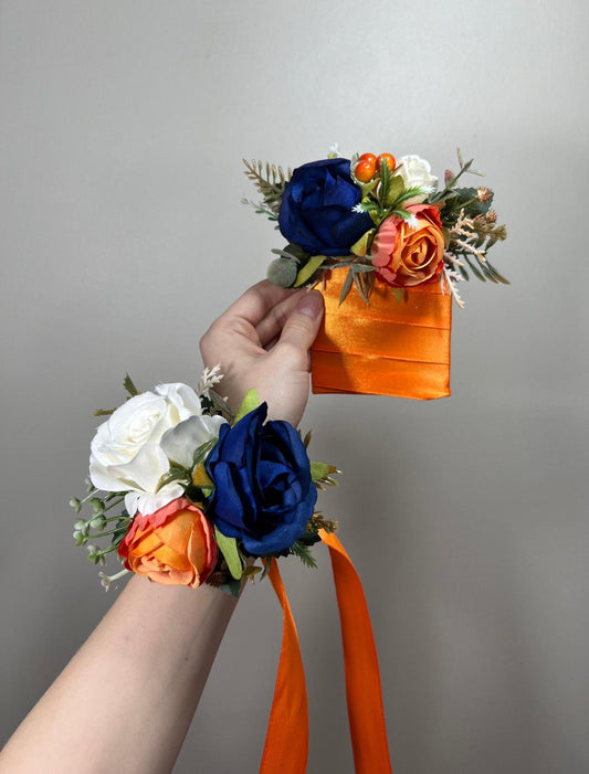 Blue Orange Bouquet Wedding Bridal Bouquet Royal Blue White Bouquet Cascade Bridesmaids Burnt Orange Bouquet Royal Blue Navy Reddit