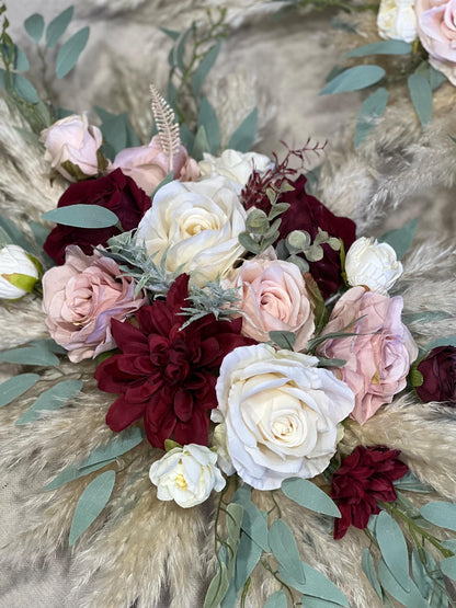 Burgundy Pink Bouquet Wedding Bridal Dusty Rose Bouquet Ivory Burgundy Bridesmaids Bouquet Dusty Rose Champagne Pampas Grass Eucalyptus