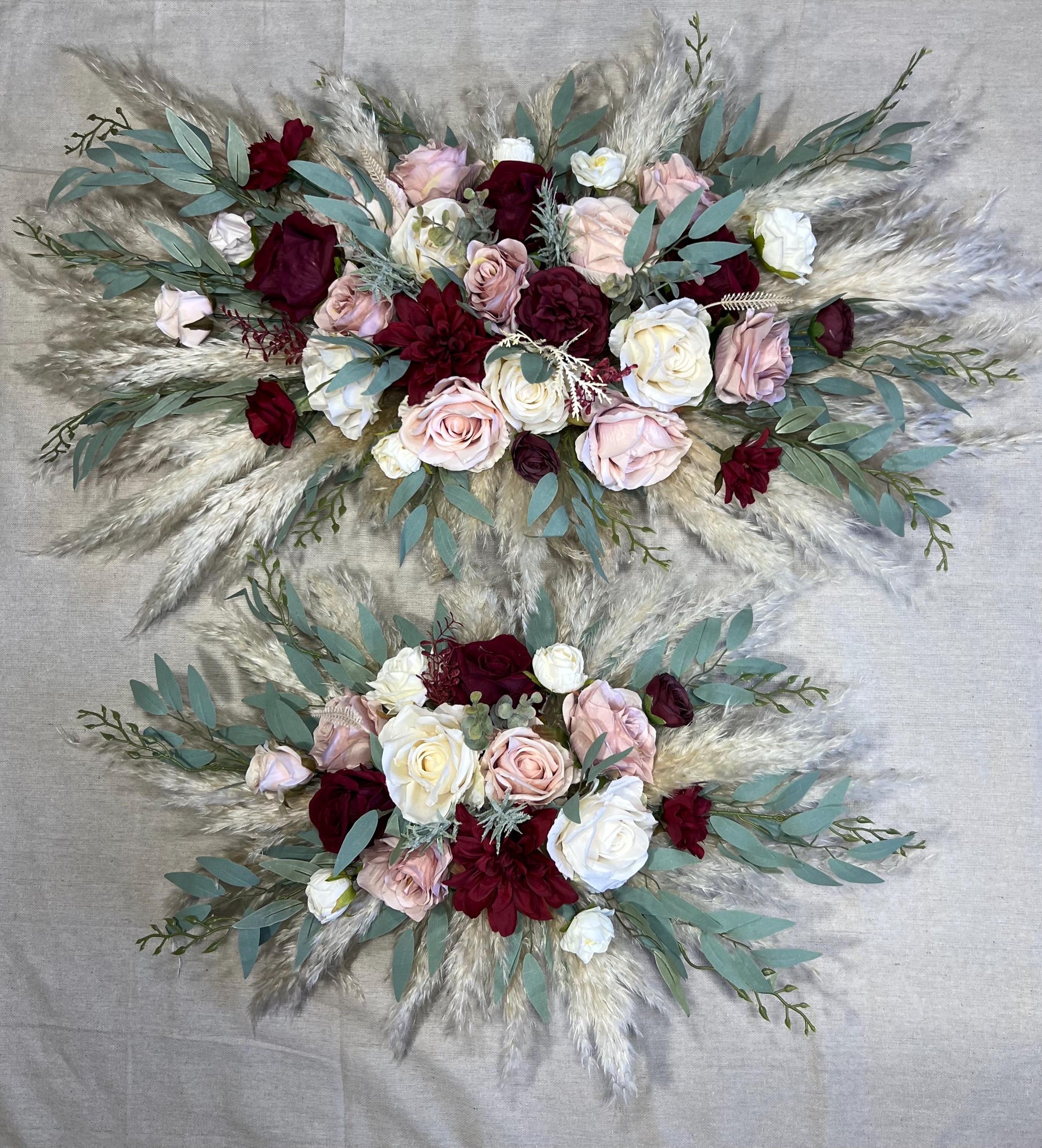 Burgundy Pink Bouquet Wedding Bridal Dusty Rose Bouquet Ivory Burgundy Bridesmaids Bouquet Dusty Rose Champagne Pampas Grass Eucalyptus