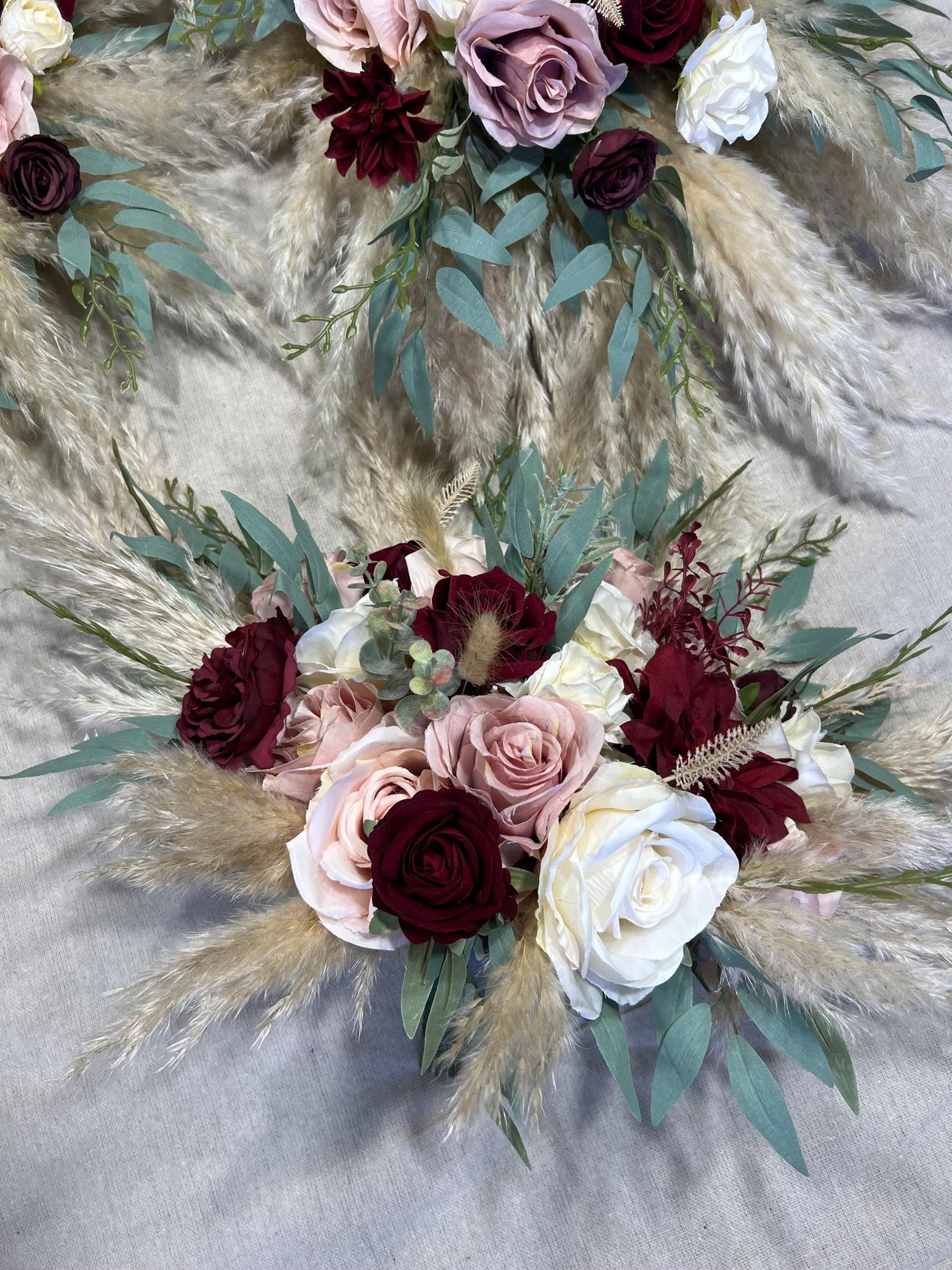 Burgundy Pink Bouquet Wedding Bridal Dusty Rose Bouquet Ivory Burgundy Bridesmaids Bouquet Dusty Rose Champagne Pampas Grass Eucalyptus