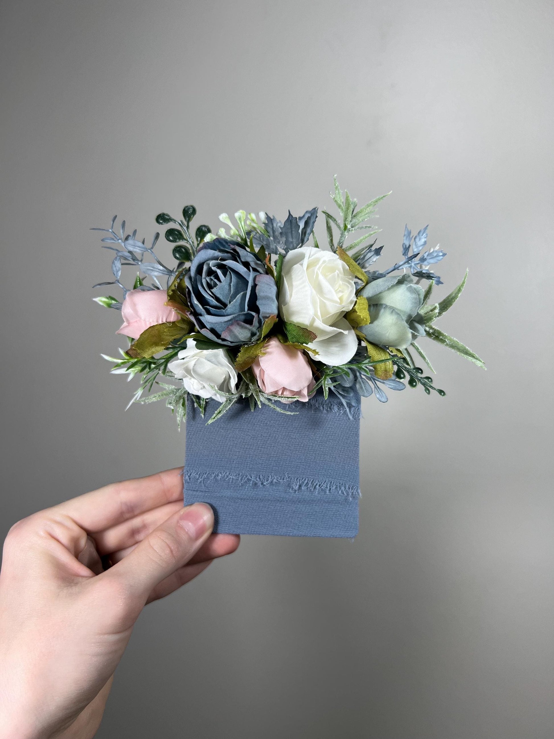 Dusty Blue Pink Bouquet Wedding Bridal Blue Pink Bouquet Dusty Blue Blush Pink Bouquet Bridesmaids Dusty Rose White Blue Bouquet Artificial