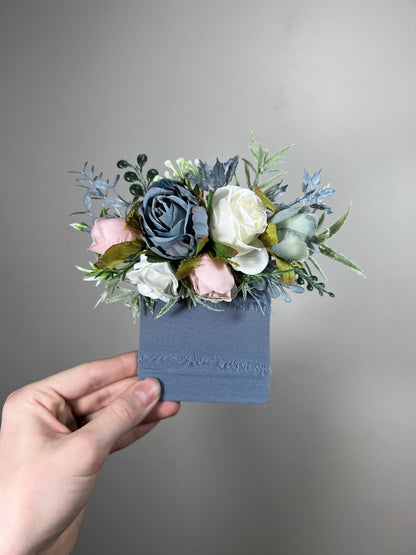 Dusty Blue Pink Bouquet Wedding Bridal Blue Pink Bouquet Dusty Blue Blush Pink Bouquet Bridesmaids Dusty Rose White Blue Bouquet Artificial