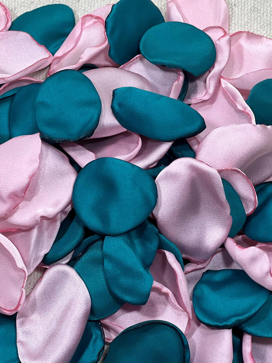 Teal Petals Wedding Decor Flower Girl Petals Dark Teal Dusty Rose Wedding Aisle Decor Flower Petals Teal Pink Ceremony Decor Confetti