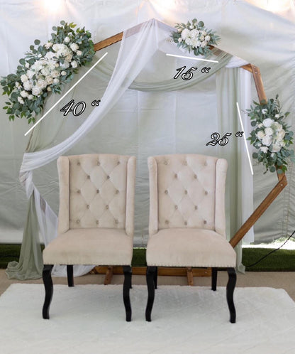 White Arch Arrangement Wedding Ivory Arbor Arrangement Eucalyptus Greenery Artificial Backdrop Flowers Baby Breath White Roses Peony Dahlia