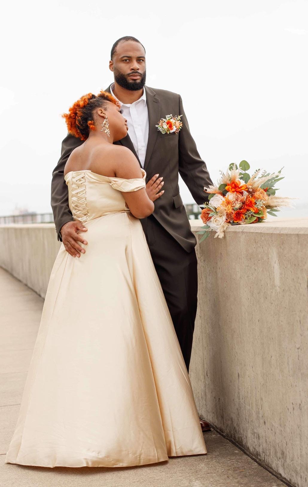 Orange Pocket Boutonniere Terracotta Groom Boutonnière Square Groomsmen Rust White Burnt Orange Ivory Boutonniere Fall Artificial Flowers