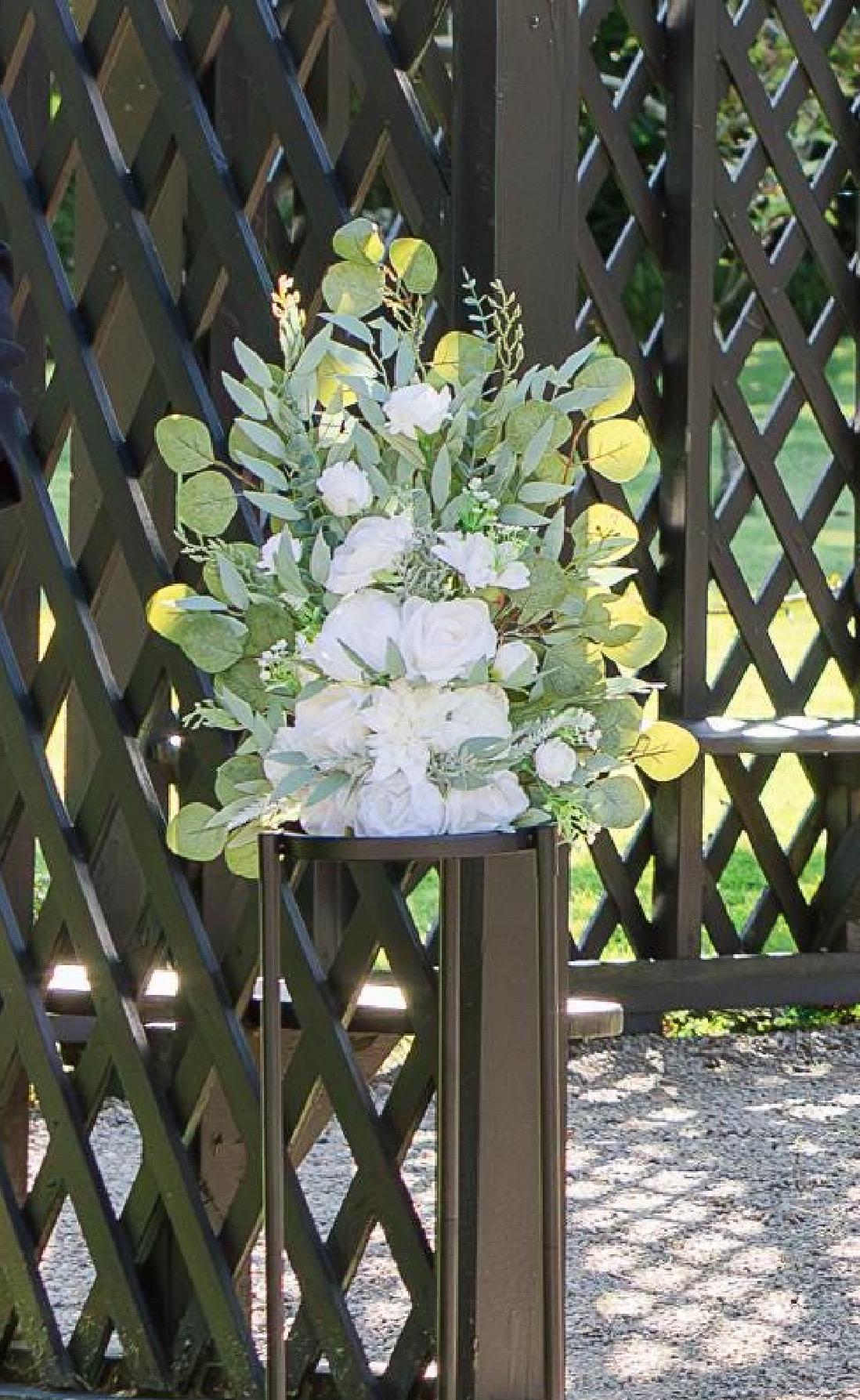 Wedding Aisle Marker Flower Floor Arrangement Barrel Décor White Ground Arch Ivory Flower