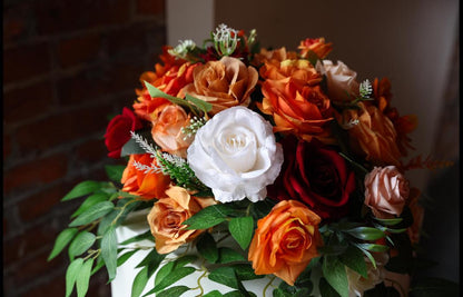 Orange Bouquet Wedding Bridal Peach Wedding White Bridesmaids Bouquet Burnt Orange Ivory Orange Burgundy Eucalyptus Artificial Flower Reddit