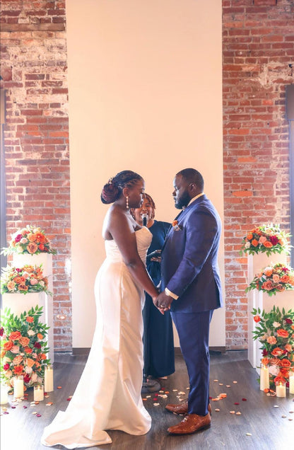 Wedding Aisle Marker Flower Floor Arrangement Whiskey Barrel Décor Orange Ground Arch Burnt Orange Burgundy Terracotta