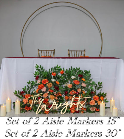 Wedding Aisle Marker Flower Floor Arrangement Whiskey Barrel Décor White Orange Ground Arch Burgundy Ivory Terracotta Peach Burnt