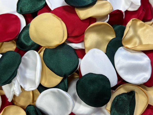Christmas Petals Green Red Gold Petals White Wedding Decor Flower Girl Petals Emerald Green Red Aisle Decor Petals White Green Gold Confetti