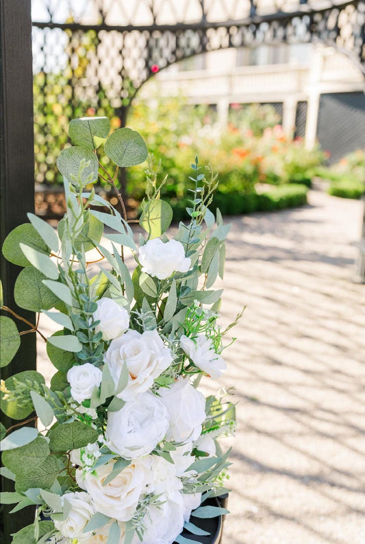 Wedding Aisle Marker Flower Floor Arrangement Barrel Décor White Ground Arch Ivory Flower
