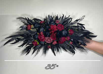Wedding Bouquet Black Burgundy Bridal Wedding Gothic Halloween Bouquet Black Decor Burgundy Handmade Artificial Flower Bridesmaids Burgundy