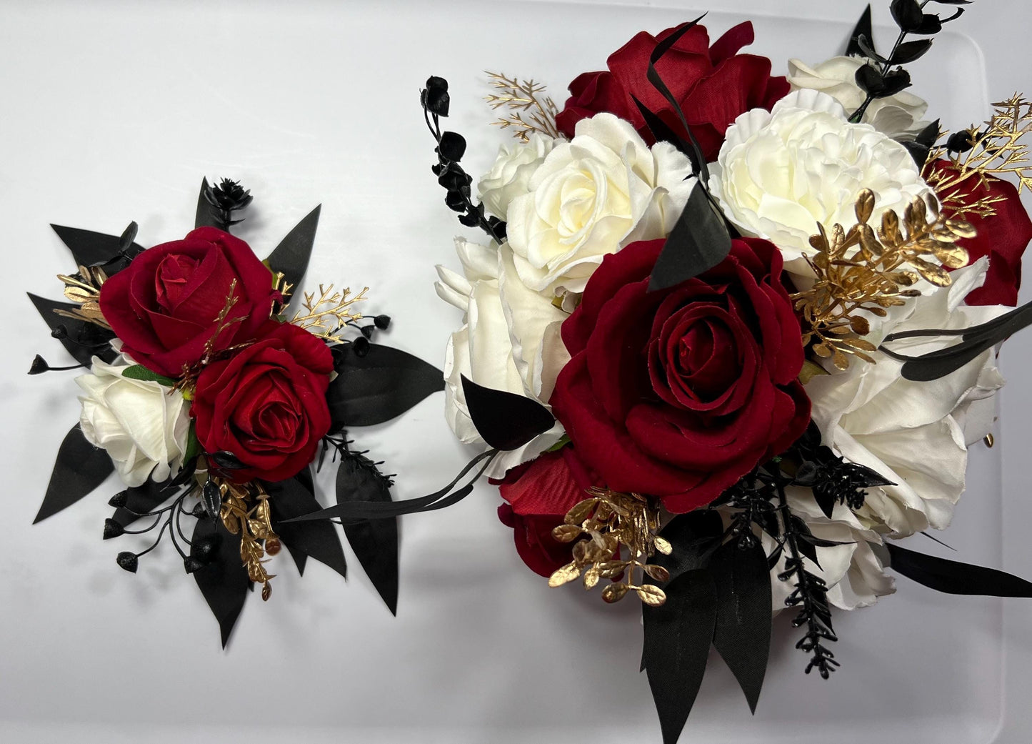 Cake Decoration White Red Wedding Cake Topper Red Flower Decor Cake Arrangements Black Red Cake Decoration Ivory Flower Cake Decor Gold